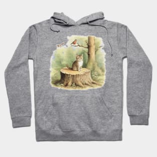 cute cat on a tree stump Hoodie